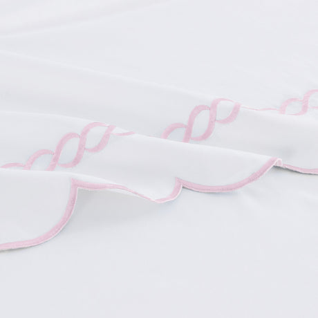 600 Thread Count Scallop Rope Embroidered Cotton Sheet Set