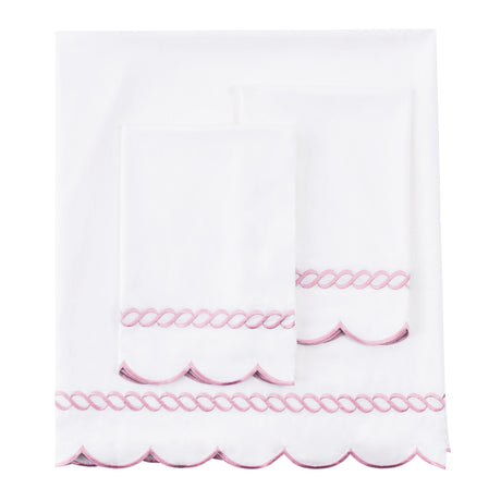 600 Thread Count Scallop Rope Embroidered Cotton Sheet Set