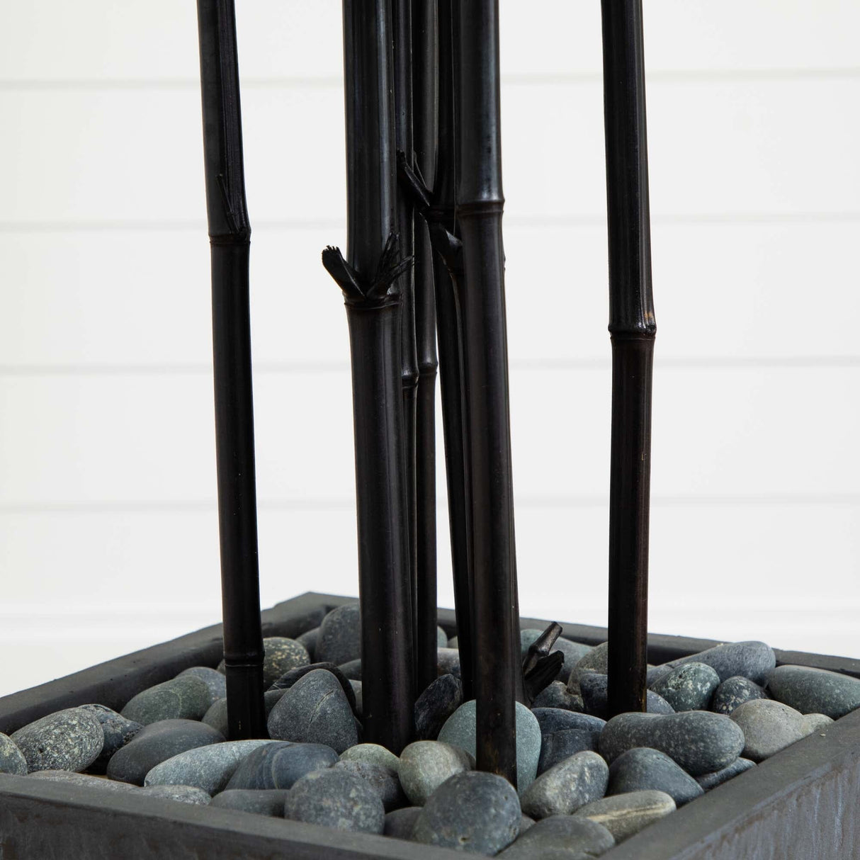 61” Bamboo Artificial Tree with Black Trunks in Slate Planter (Indoor/Outdoor)-Parc Decor