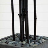 61” Bamboo Artificial Tree with Black Trunks in Slate Planter (Indoor/Outdoor)-Parc Decor