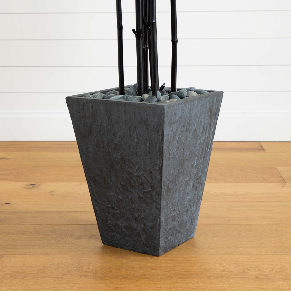 61” Bamboo Artificial Tree with Black Trunks in Slate Planter (Indoor/Outdoor)-Parc Decor