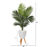 61” Paradise Palm Artificial Tree in White Planter with Stand-Parc Decor