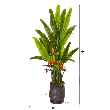 62” Bird of Paradise Artificial Plant in Decorative Planter-Parc Decor