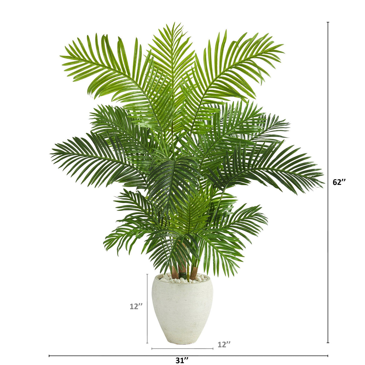 62” Hawaii Palm Artificial Tree in White Planter-Parc Decor