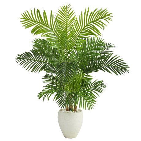 62” Hawaii Palm Artificial Tree in White Planter-Parc Decor
