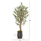 62” Olive Artificial Tree in Ribbed Metal Planter-Parc Decor