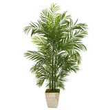 63” Areca Artificial Palm Tree in Country White Planter (Indoor/Outdoor)-Parc Decor