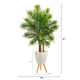 63” Areca Artificial Palm Tree in White Planter with Stand (Real Touch)-Parc Decor
