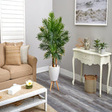 63” Areca Artificial Palm Tree in White Planter with Stand (Real Touch)-Parc Decor