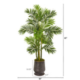 63” Areca Palm Artificial Tree in Ribbed Metal Planter-Parc Decor