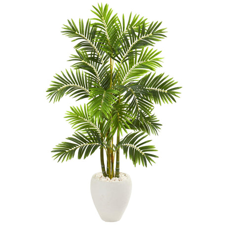 63” Areca Palm Artificial Tree in White Planter-Parc Decor