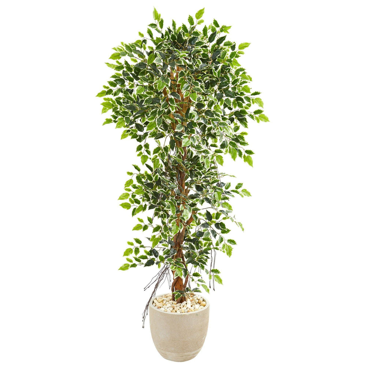 63” Elegant Ficus Artificial Tree in Sandstone Planter-Parc Decor
