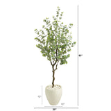 63” Eucalyptus Artificial Tree in White Planter-Parc Decor