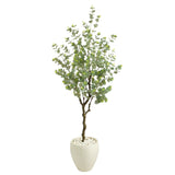 63” Eucalyptus Artificial Tree in White Planter-Parc Decor