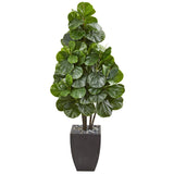 63’ Fiddle Leaf Fig Artificial Tree in Black Planter-Parc Decor