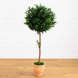 63” Olive Topiary Artificial Tree in Terra Cotta Planter (Indoor/Outdoor)-Parc Decor