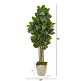 63” Rubber Leaf Artificial Tree in Country White Planter-Parc Decor