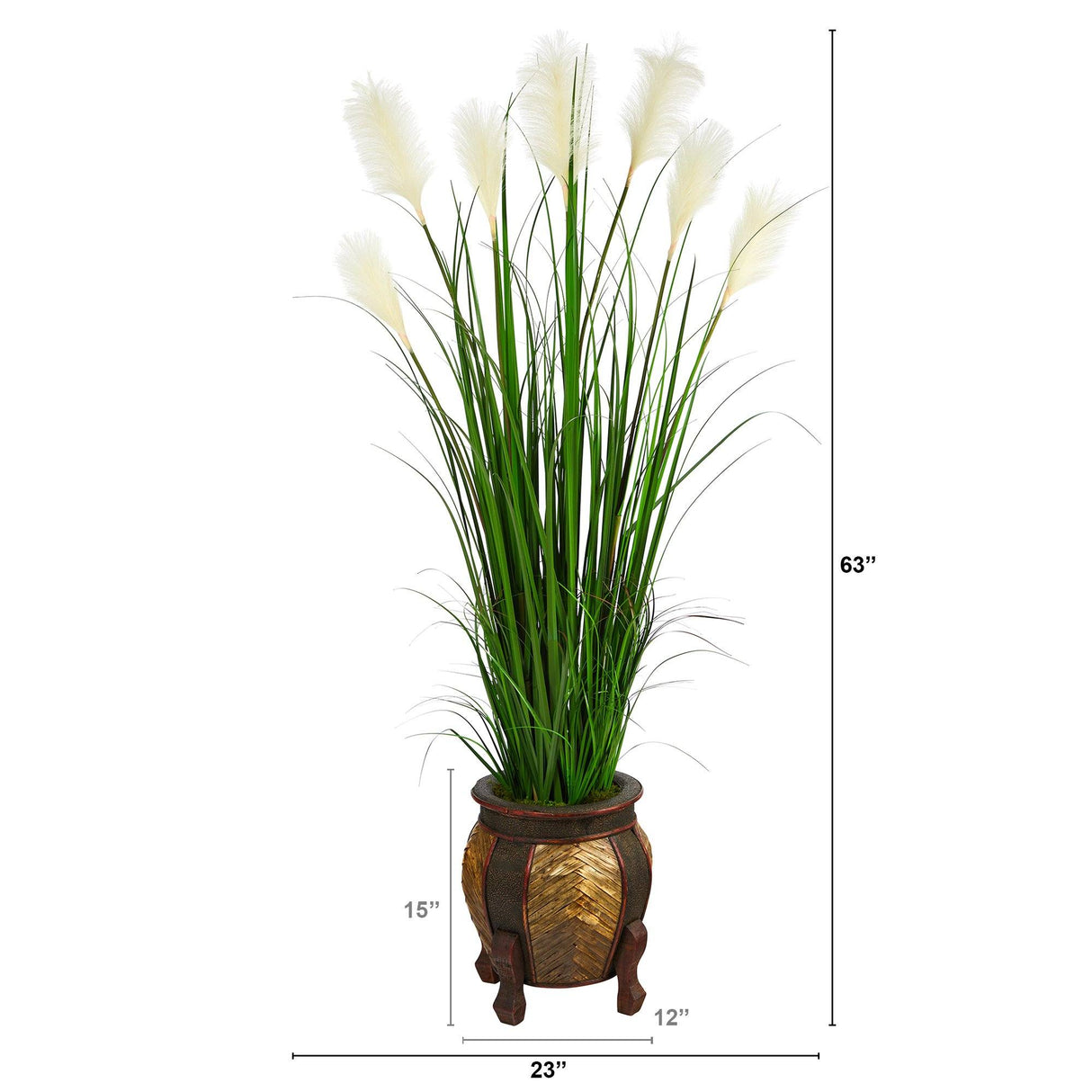 63” Wheat Plum Grass Artificial Plant in Decorative Planter-Parc Decor