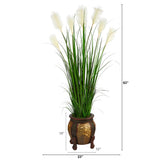 63” Wheat Plum Grass Artificial Plant in Decorative Planter-Parc Decor