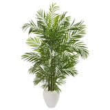 64” Areca Palm Artificial Tree in White Planter (Indoor/Outdoor)-Parc Decor