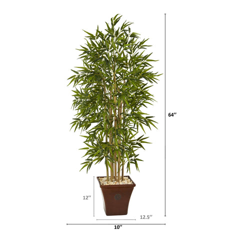 64” Bamboo Artificial Tree in Brown Planter-Parc Decor