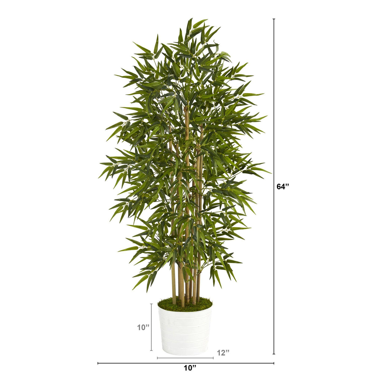 64” Bamboo Artificial Tree in White Tin Planter-Parc Decor