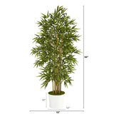 64” Bamboo Artificial Tree in White Tin Planter-Parc Decor