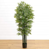 64” Bamboo Artificial Tree with Green Trunks UV Resistant (Indoor/Outdoor)-Parc Decor