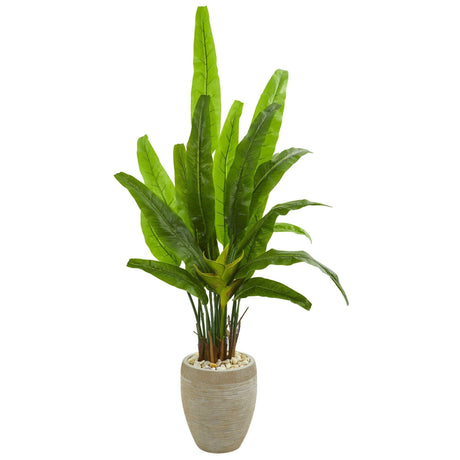 64” Travelers Palm Artificial Tree in Sand Colored Planter-Parc Decor