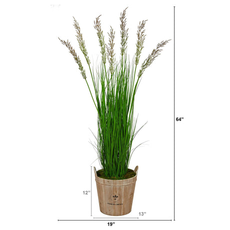 64” Wheat Grass Artificial Plant in Farmhouse Planter-Parc Decor