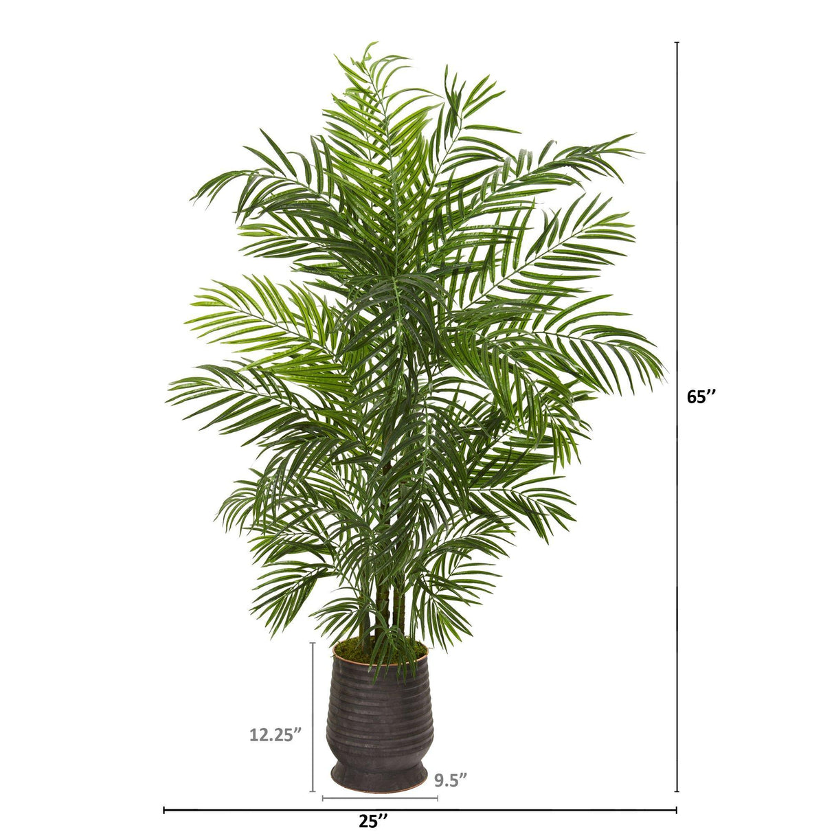 65” Areca Artificial Palm Tree in Decorative Planter(Indoor/Outdoor)-Parc Decor