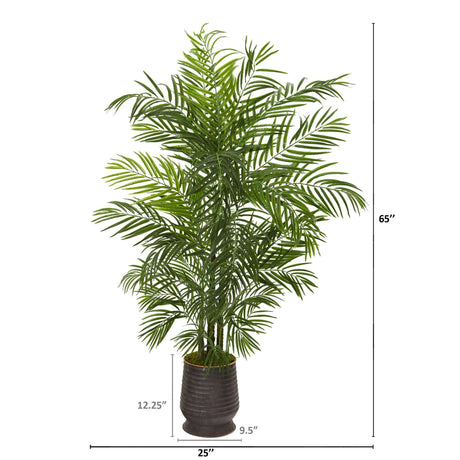 65” Areca Artificial Palm Tree in Decorative Planter(Indoor/Outdoor)-Parc Decor