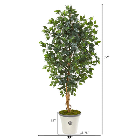 65” Ficus Artificial Tree in Decorative Planter-Parc Decor