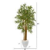 65” Multi Bambusa Bamboo Artificial Tree in White Planter-Parc Decor