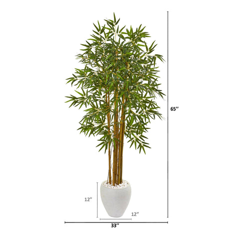 65” Multi Bambusa Bamboo Artificial Tree in White Planter-Parc Decor