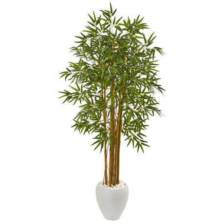 65” Multi Bambusa Bamboo Artificial Tree in White Planter-Parc Decor