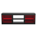 66" Modern LED TV Stand Entertainment Center with Glass Shelves for Living Room