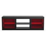 66" Modern LED TV Stand Entertainment Center with Glass Shelves for Living Room