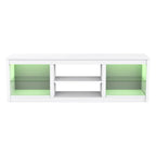 66" Modern LED TV Stand Entertainment Center with Glass Shelves for Living Room
