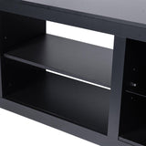 66" Modern LED TV Stand Entertainment Center with Glass Shelves for Living Room-电视柜-Parc Decor