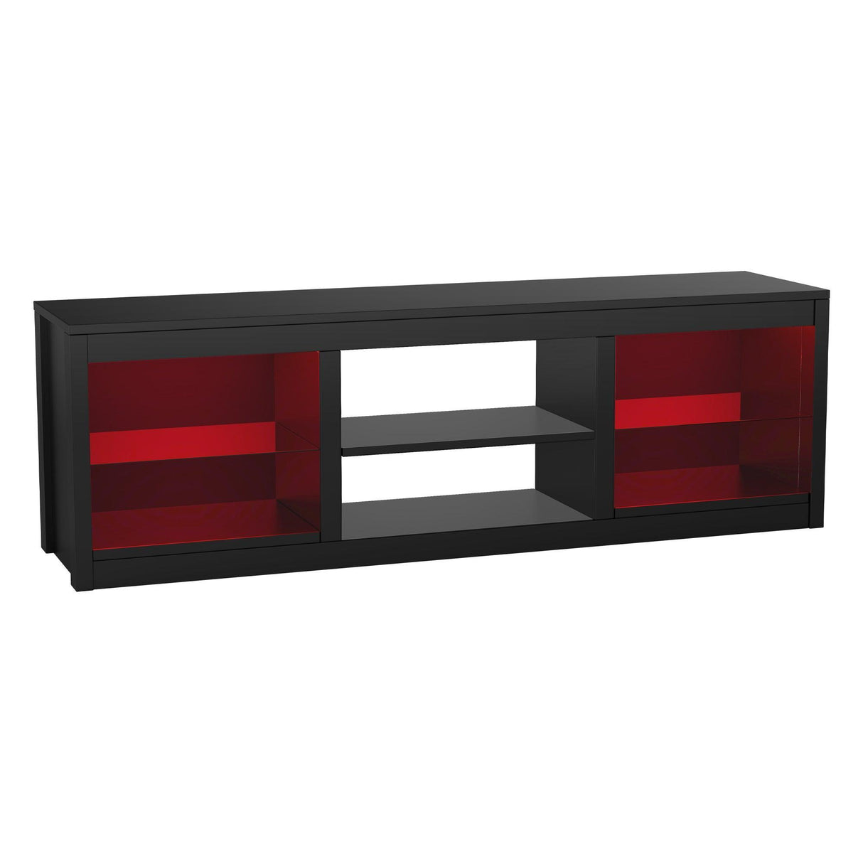 66" Modern LED TV Stand Entertainment Center with Glass Shelves for Living Room-电视柜-Parc Decor