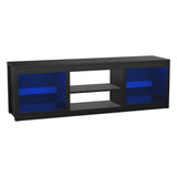 66" Modern LED TV Stand Entertainment Center with Glass Shelves for Living Room-电视柜-Parc Decor