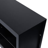 66" Modern LED TV Stand Entertainment Center with Glass Shelves for Living Room-电视柜-Parc Decor