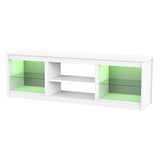 66" Modern LED TV Stand Entertainment Center with Glass Shelves for Living Room-电视柜-Parc Decor