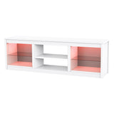 66" Modern LED TV Stand Entertainment Center with Glass Shelves for Living Room-电视柜-Parc Decor