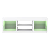 66" Modern LED TV Stand Entertainment Center with Glass Shelves for Living Room-电视柜-Parc Decor