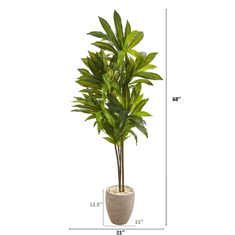 68” Dracaena Artificial Plant in Sand Colored Planter (Real Touch)-Parc Decor