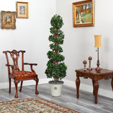 68” English Ivy Topiary Spiral Artificial Tree in Decorative Planter(Indoor/Outdoor)-Parc Decor