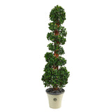 68” English Ivy Topiary Spiral Artificial Tree in Decorative Planter(Indoor/Outdoor)-Parc Decor