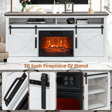 68" Farmhouse TV Stand with 23" Insert Opening Electric Fireplace-Parc Decor